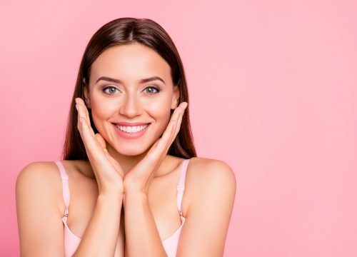 Close up portrait of tender charming feminine cute gorgeous glad