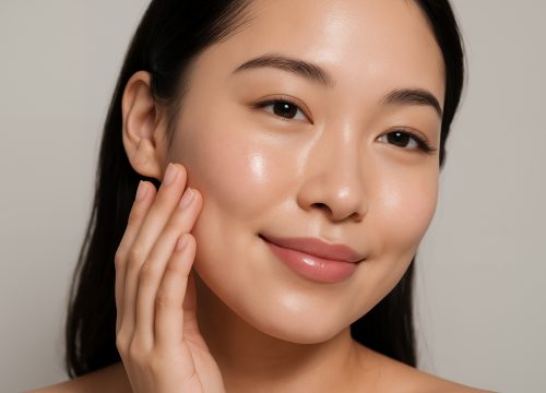 Young woman touching her cheek