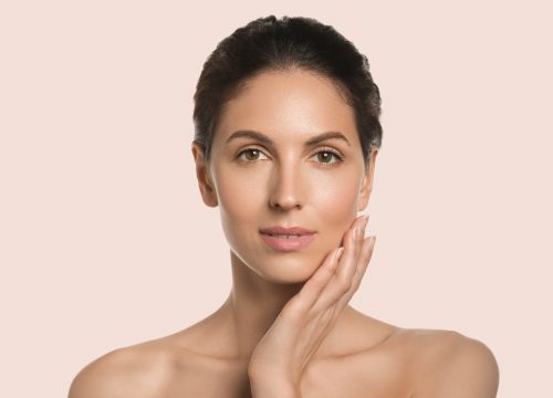 Beautiful woman natural make up studio portrait